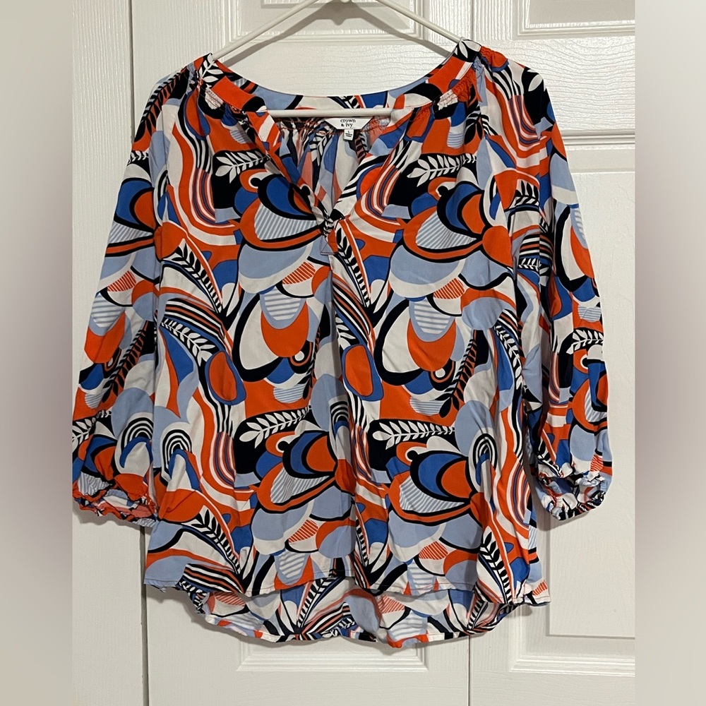Blue and orange Crown & Ivy top
